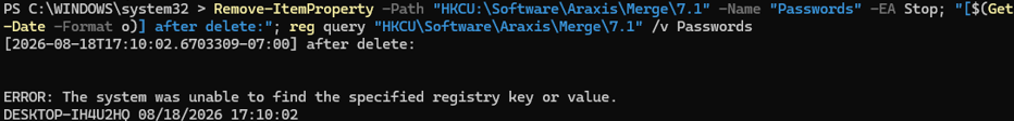 Cleared credentials. Clean slate.